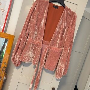 MAJORELLE Blush Velvet Open Jacket